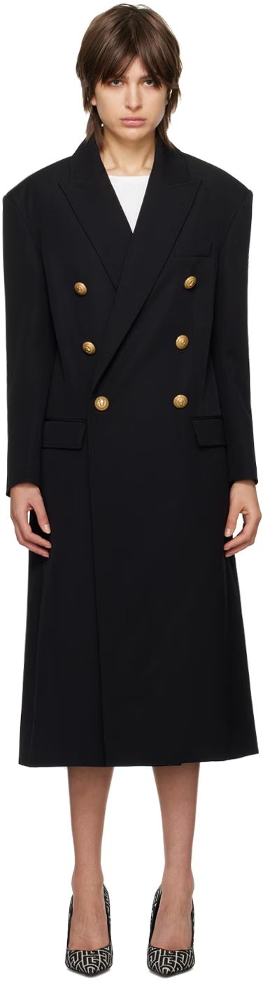 Black Double-Breasted Coat | SSENSE