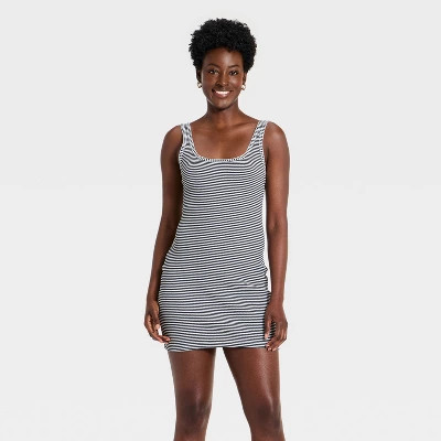 Women's Knit Mini Bodycon Dress - Universal Thread™ Navy Blue Striped S | Target