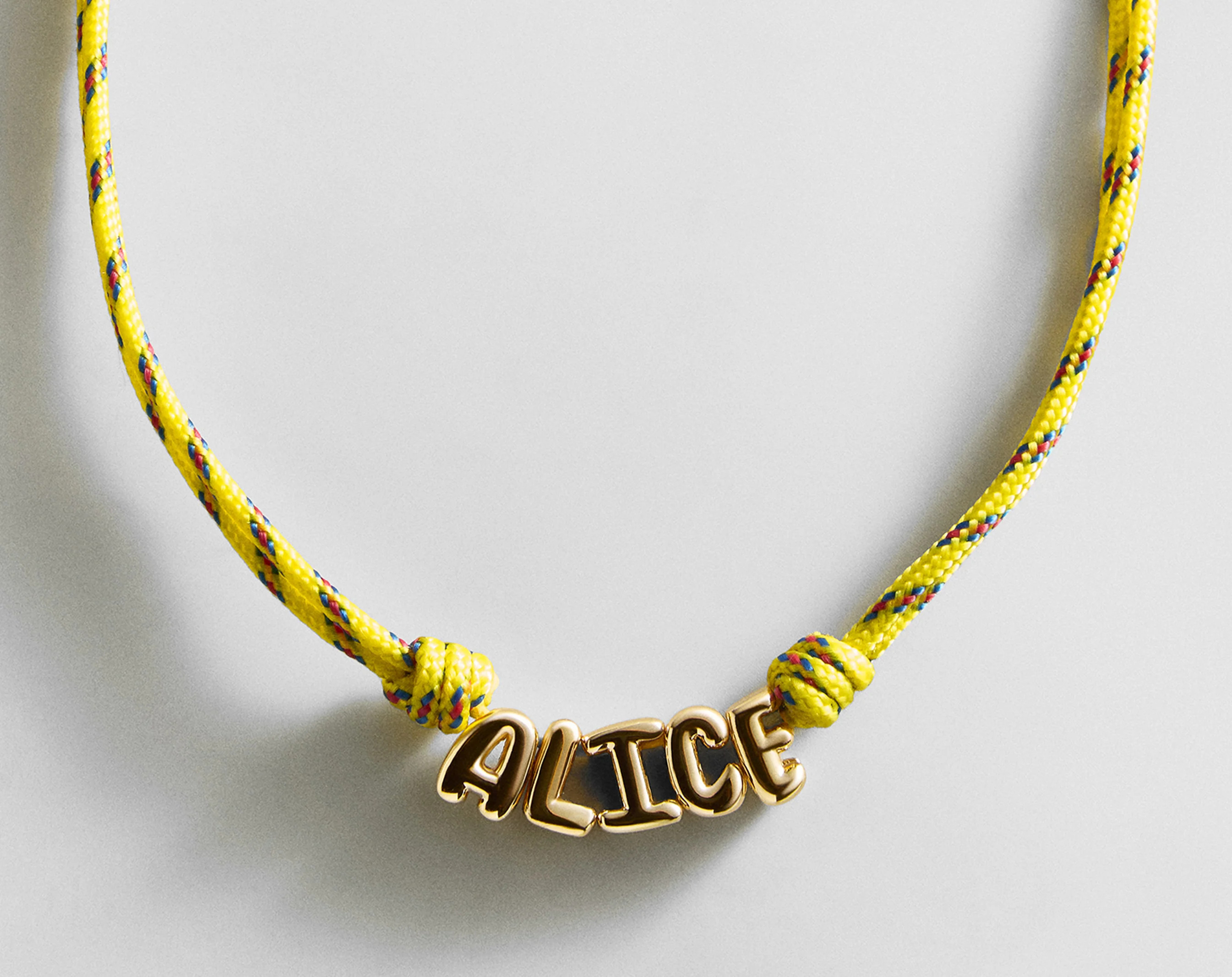 Bubble Letter Custom Paracord Necklace - Bright Yellow | BaubleBar