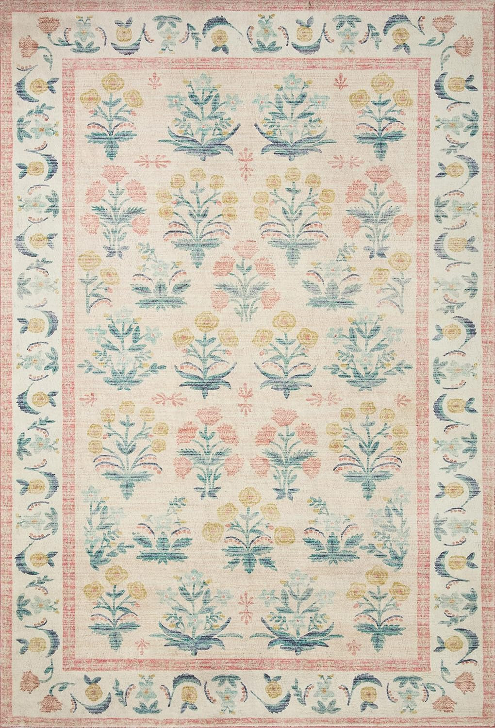 Loloi Rifle Paper Co. Eden Collection EDE-01 Mughal Rose Blush 5'-0" x 7'-6" Area Rug feat. Cloud... | Amazon (US)