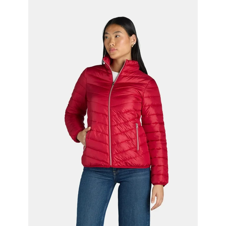 Big Chill Women's and Women’s Plus Packable Puffer Jacket, Midweight, Sizes S-3X | Walmart (US)