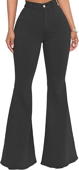 YouSexy Women's Flare Bell Bottom Jeans Destroyed Flare Denim Pants 70s Outfits for Women | Amazon (US)
