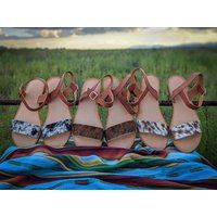 Cowhide Sandals - Western | Etsy (US)