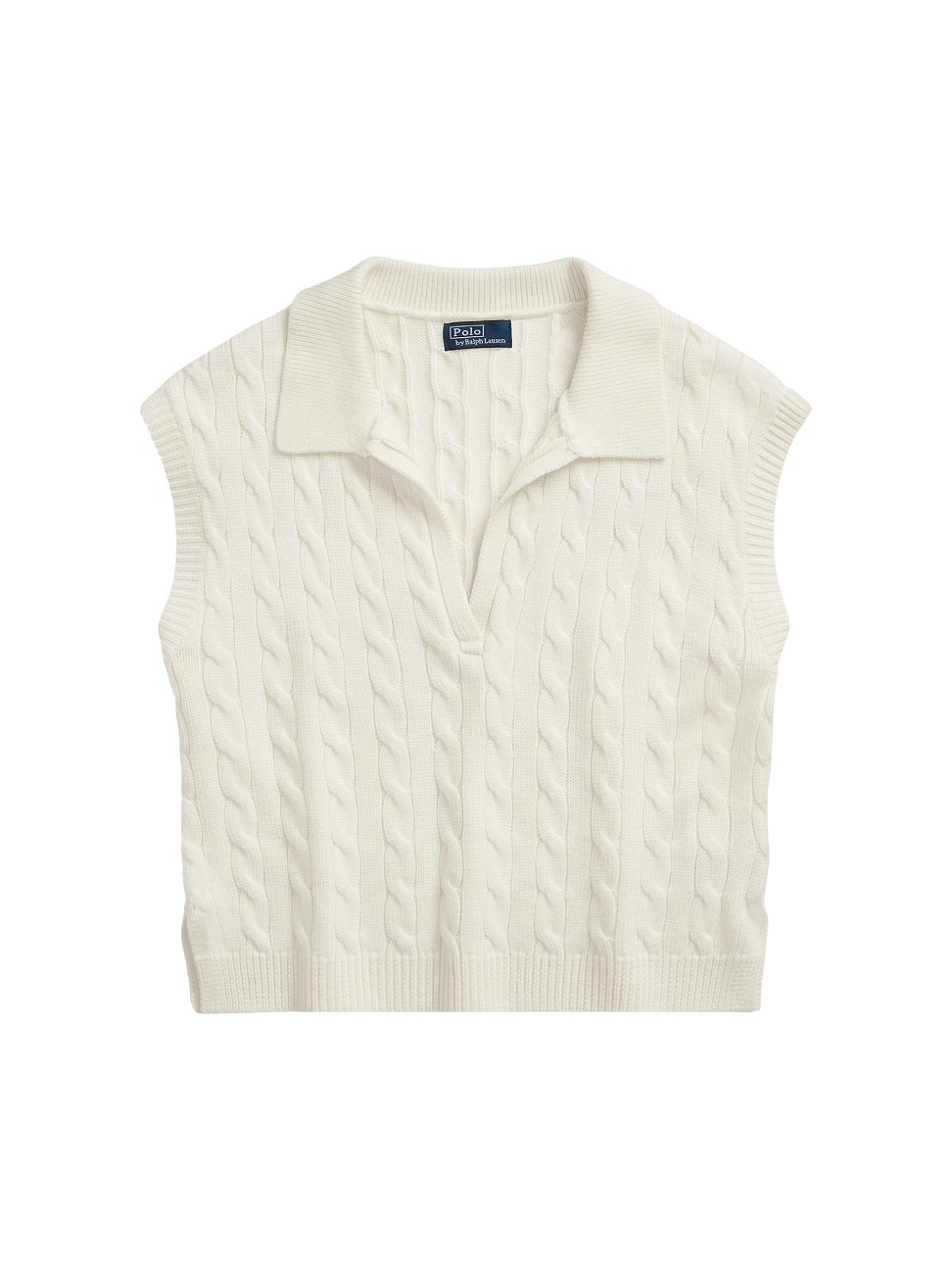 Women's Cable-Knit Cropped Polo Sweater - Cream - Size XS | Saks Fifth Avenue