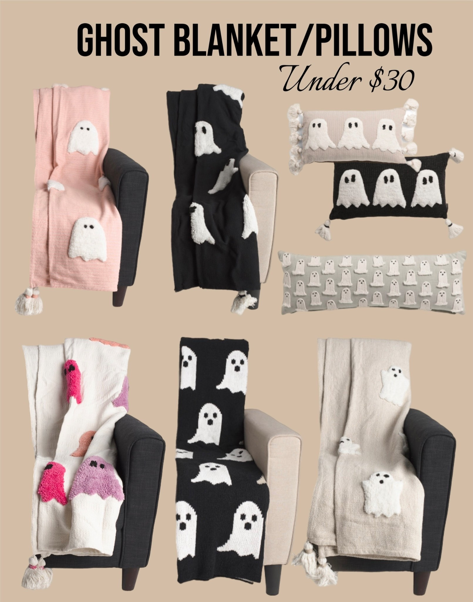 Ghost blankets/pillows under $30! 

#LTKSeasonal #LTKSaleAlert #LTKHome