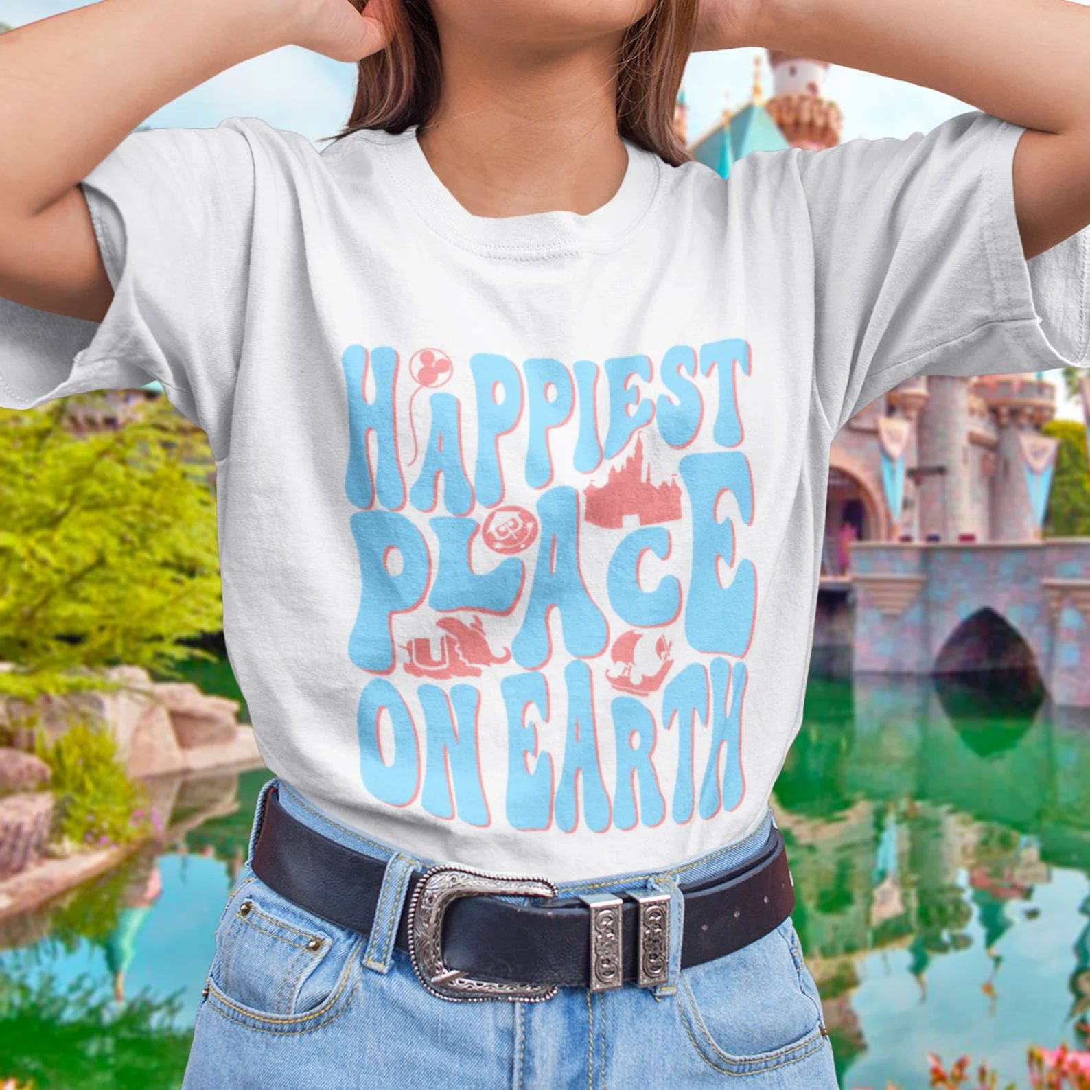 Happiest Place on Earth Groovy Retro Style T-shirt - Etsy | Etsy (US)