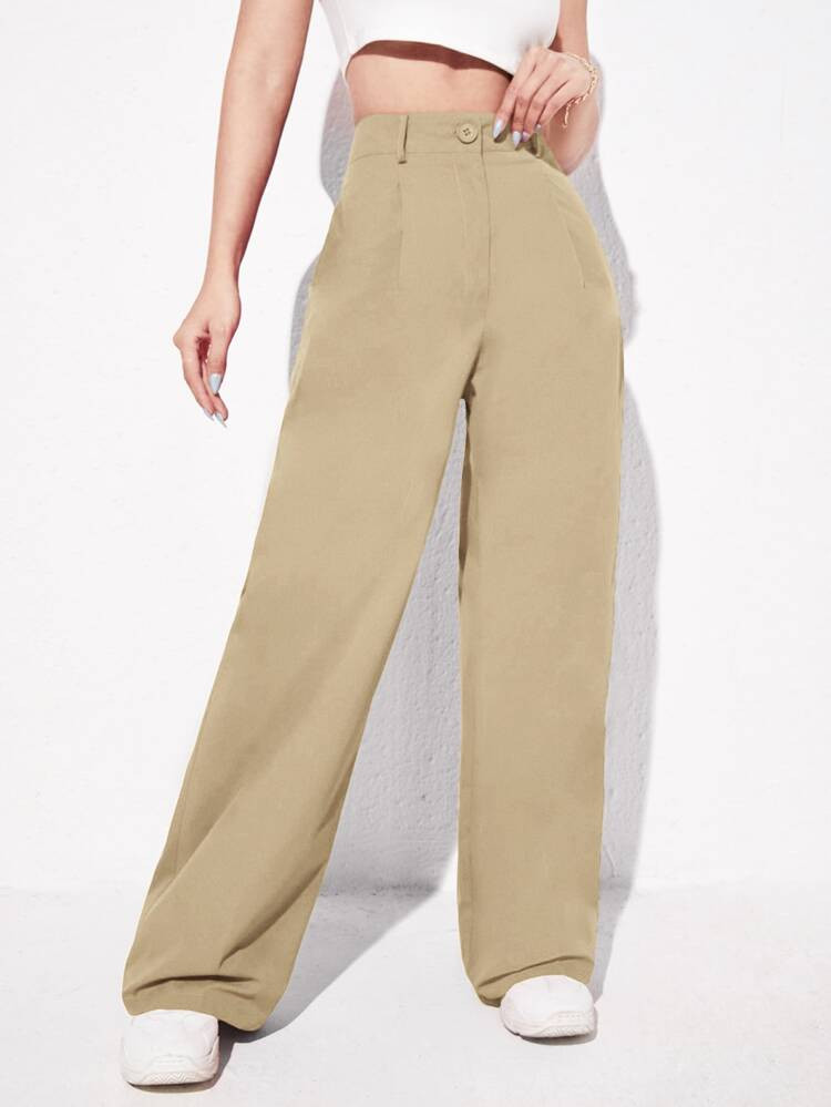 SHEIN EZwear Solid Wide Leg Pants | SHEIN