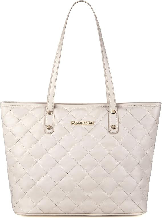 Montana West Quilted Tote Bag for Women Large Shoulder Bag Fashion Handbags with Top Zipper | Amazon (US)
