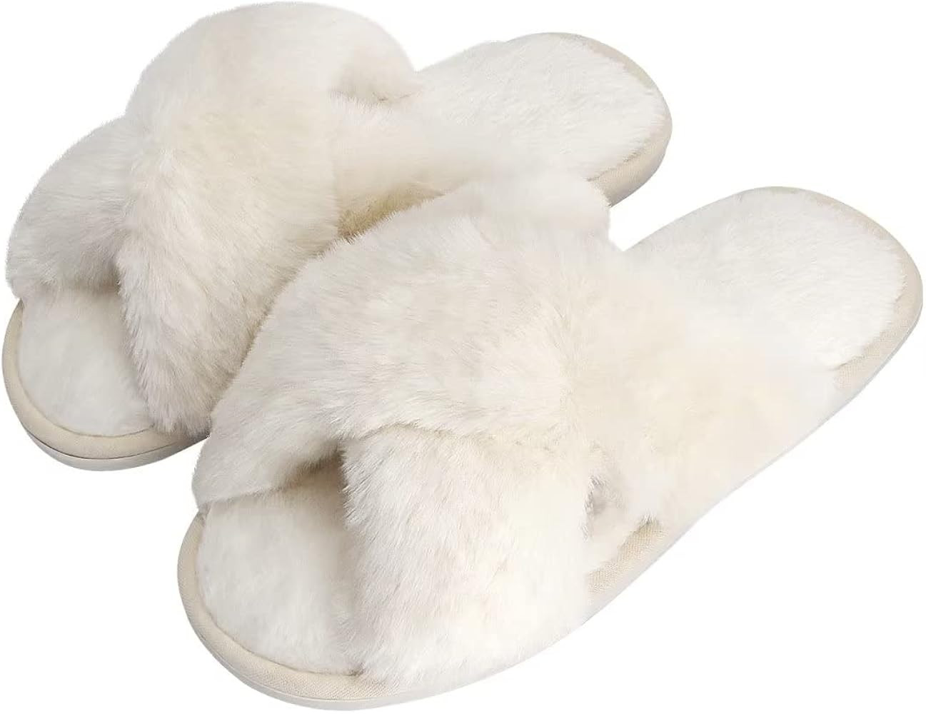 DOIOWN Women's Fuzzy Slippers Memory Foam Cute House Slippers Plush Fluffy Furry Open Toe Home Sh... | Amazon (US)