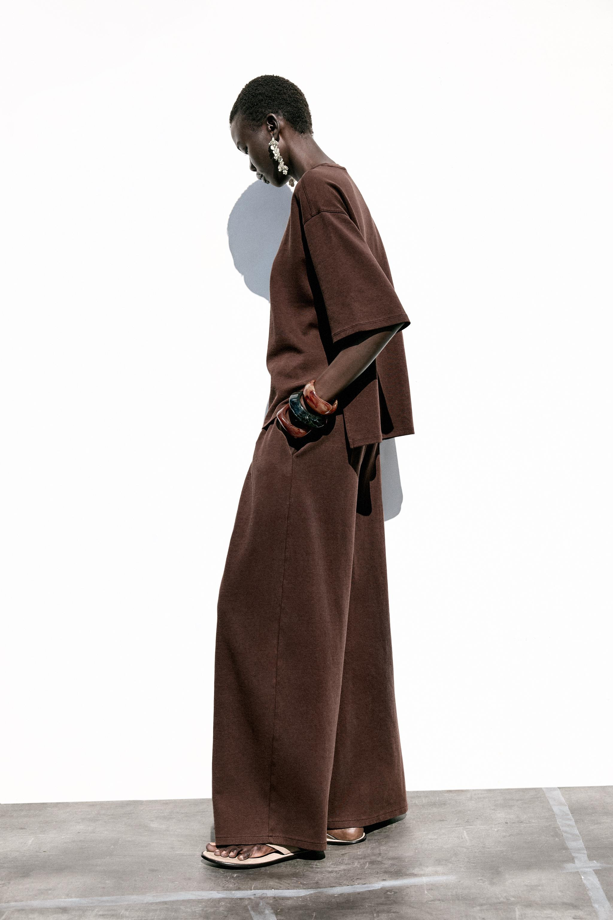 WASHED-EFFECT INTERLOCK TROUSERS | Zara UK