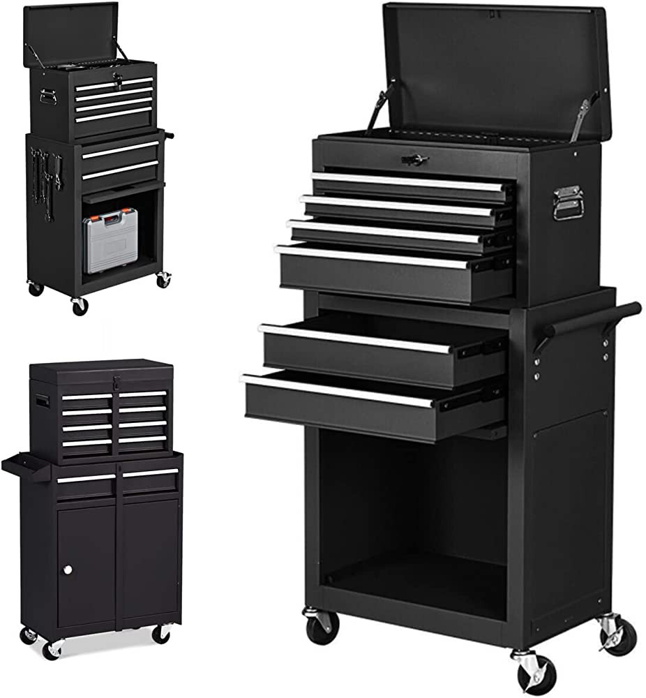 ERGOMASTER 5-Drawers Rolling Tool Chest Cabinet High Capacity Tool Storage Cabinet with Wheels an... | Amazon (US)