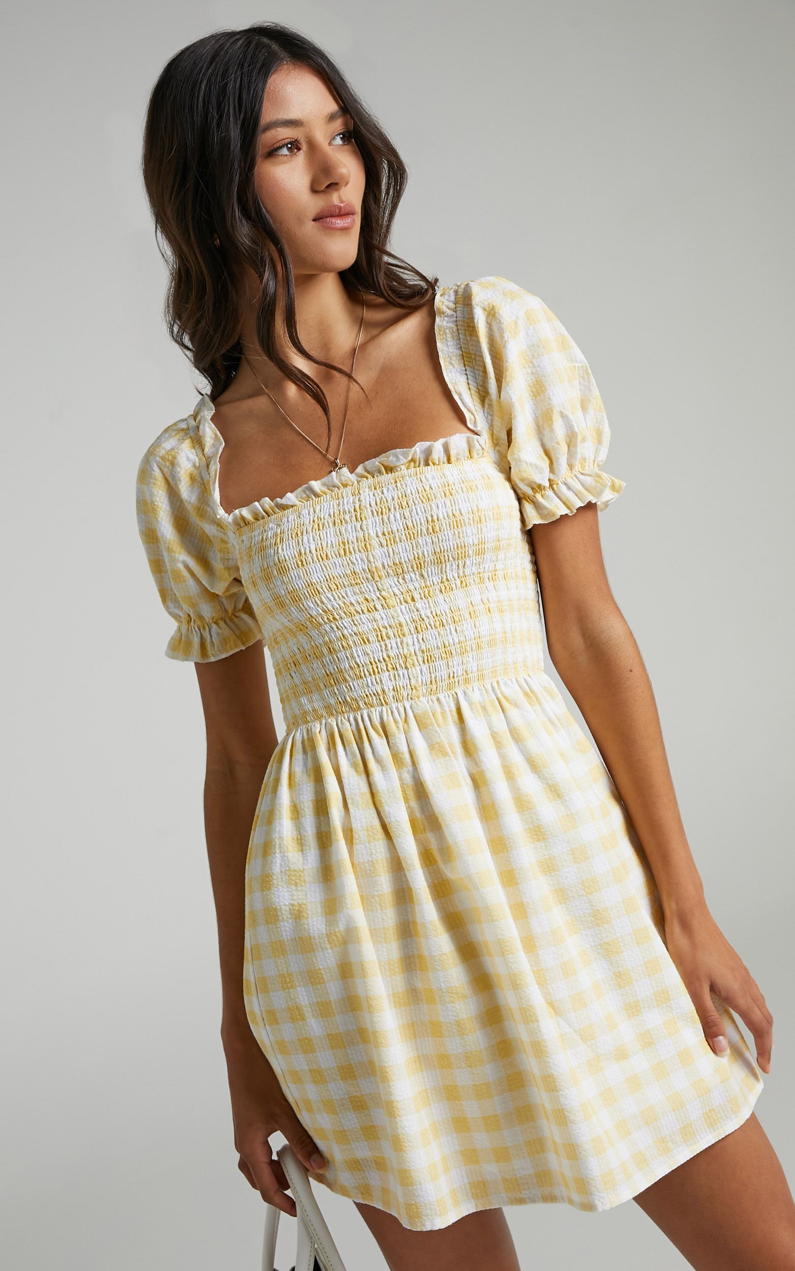 Charlie Holiday - Sienna Dress in Yellow Gingham | Showpo - deactived