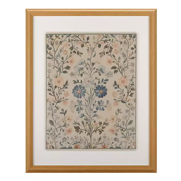 New! Blue Floral Tapestry Framed Art Print | Kirklands