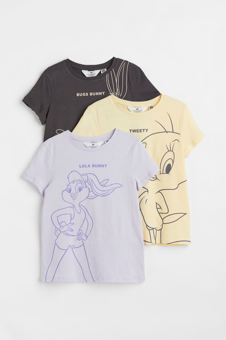 Set van 3 tricot shirts met print - Lichtpaars/Looney Tunes - KINDEREN | H&M NL | H&M (DE, AT, CH, NL, FI)