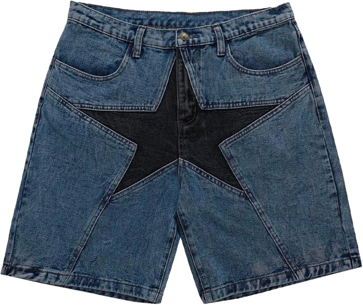 Aelfric Eden Unisex Star Patchwork Jorts Women Denim Shorts Men y2k Casual Streetwear Jeans Short... | Amazon (US)