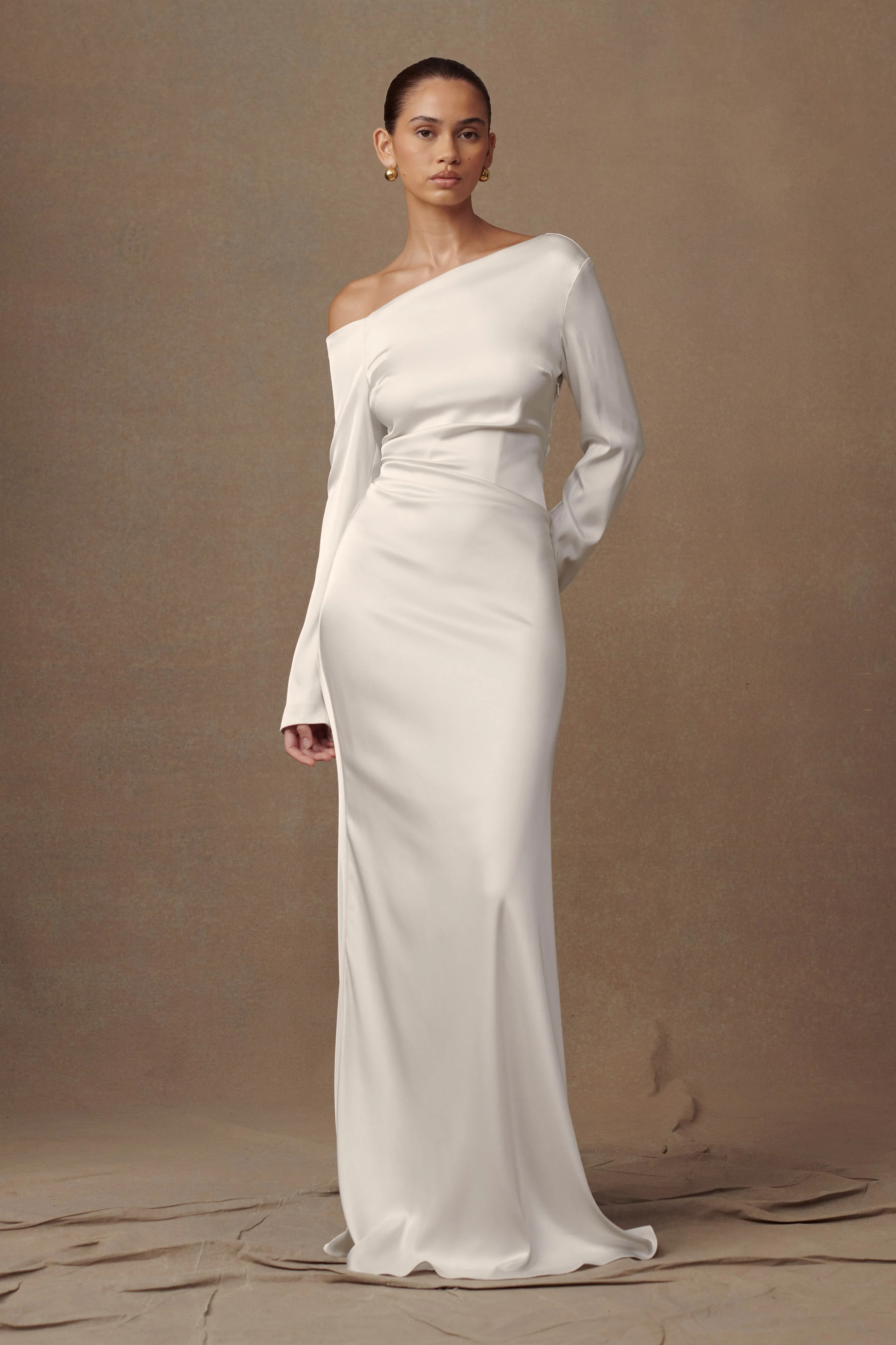 Long Sleeve Maxi Dress - Ivory | MESHKI US