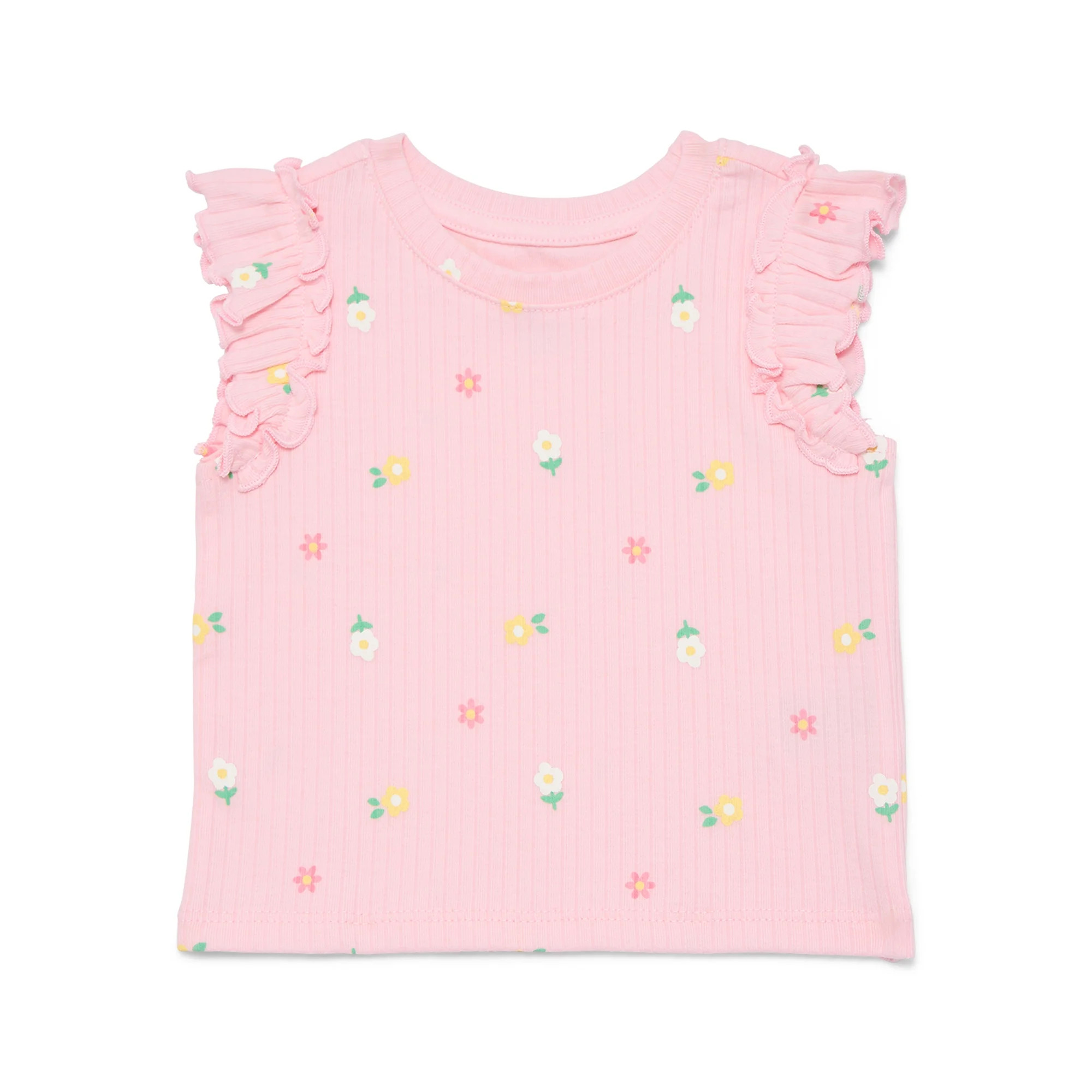 Wonder Nation Baby Girls Tee with Flutter Sleeves, Sizes 0-24 Months | Walmart (US)