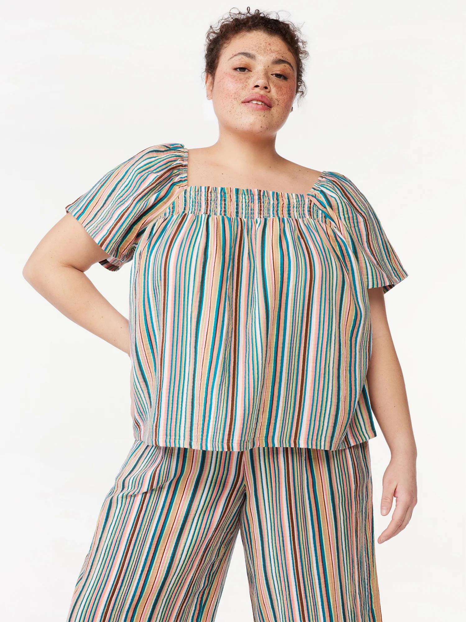 Joyspun Women's Puff Sleeve Gauze Sleep Top, Sizes S to 3X | Walmart (US)