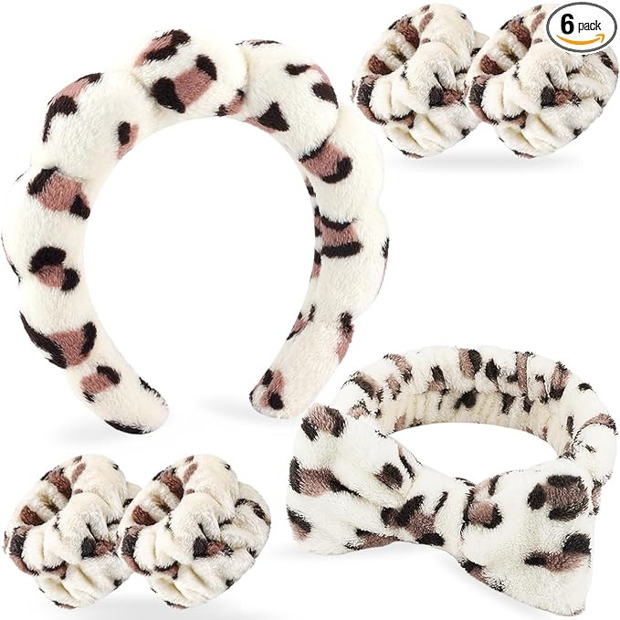 Zkptops 6Pcs Spa Headband for Washing Face Wristbands Set Women Bubble Skincare Makeup Sponge Plu... | Amazon (US)