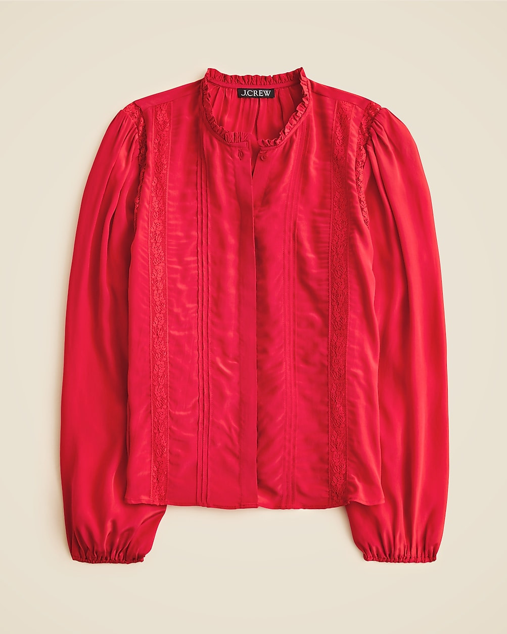 Lace-trim pintuck top in crepe de chine | J. Crew US