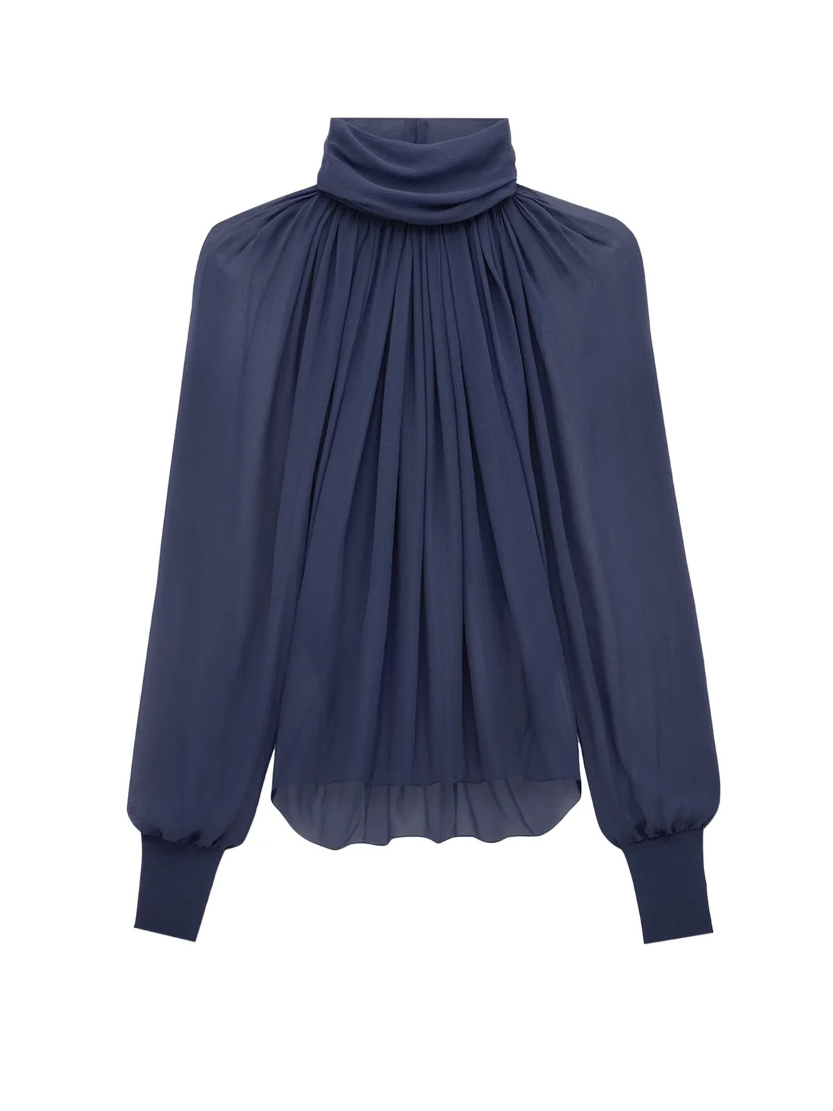 Saint Laurent Turtleneck Pleated Blouse | Cettire Global
