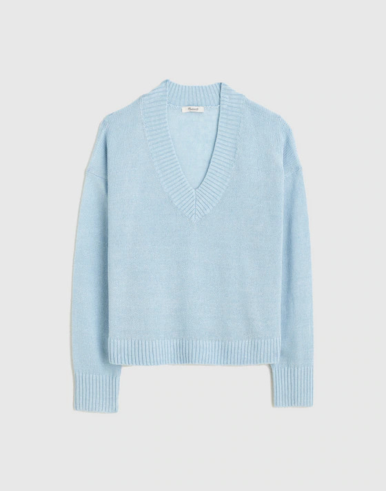 Deep V-Neck Sweater in 100% Linen | Madewell