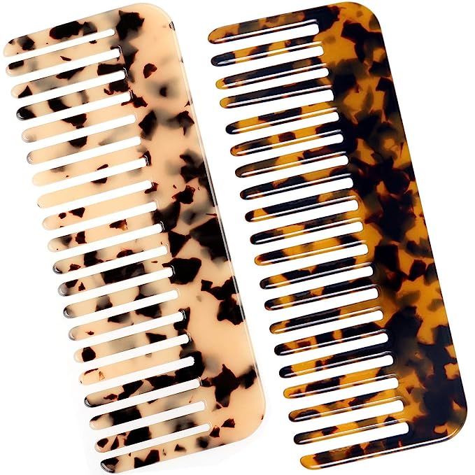 Cellulose Large Hair Detangling Comb,Wide Tooth Comb For Thick Curly Wavy Hair,long Hair Detangle... | Amazon (US)