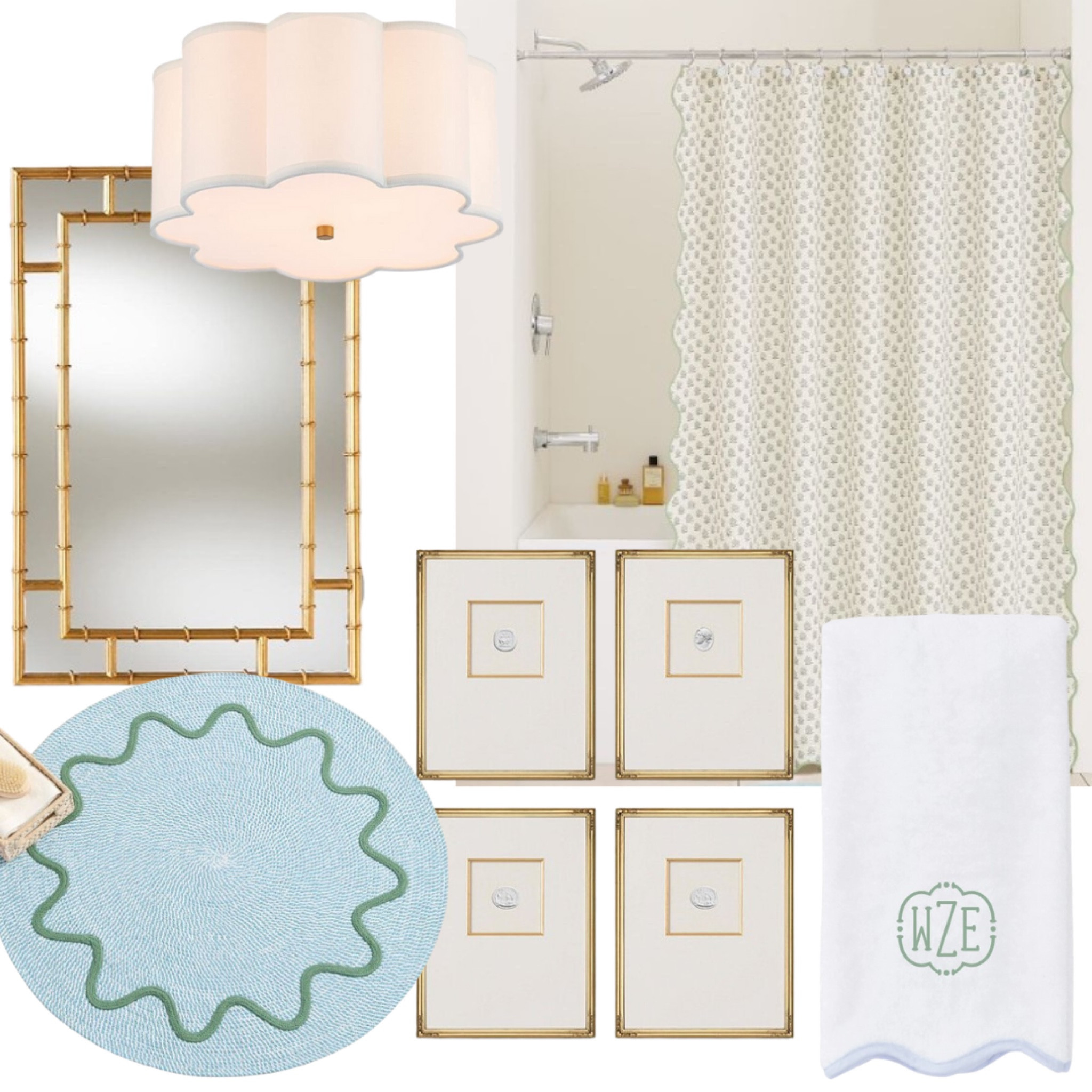 Bathroom inspiration; shower curtain; bath mat; intaglio; hand towel; flush mount; lighting; mirror

#LTKstyletip #LTKhome