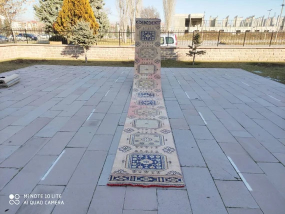 2.6x20.5 ft Long Runner Rug, Oushak Runner, Vintage Turkish Rug, Kilim Fabric, Vintage Runner, Ha... | Etsy (US)
