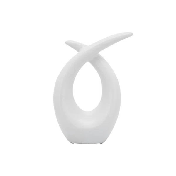 10" Ceramic Loopy Table Top Sculpture - Contemporary Abstract White Looped Statue for Unique Home... | Wayfair North America