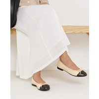 Leather Ballerina With Toe Cap Ex Wide | Simply Be (UK)
