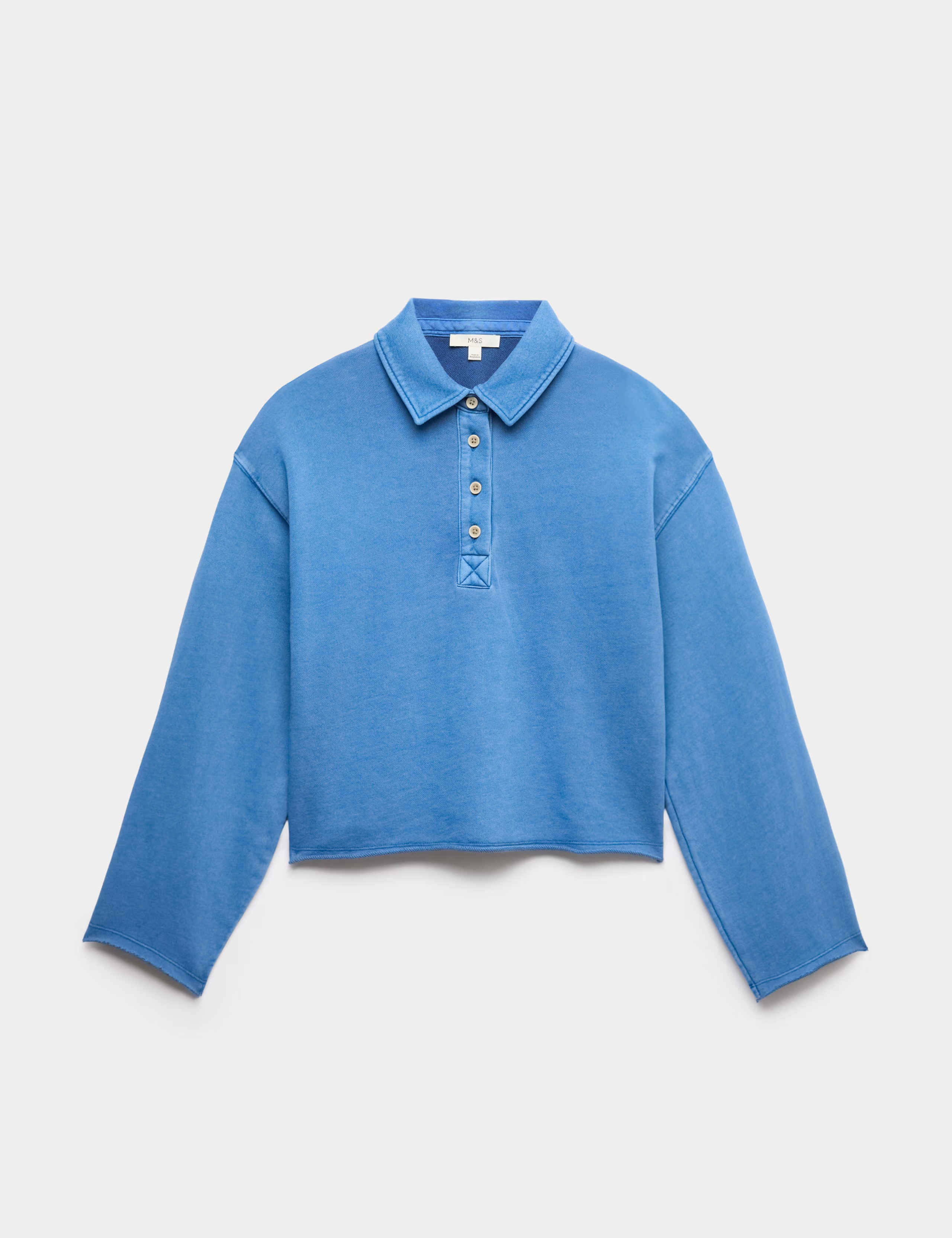 Pure Cotton Garment Dyed Henley Sweatshirt | Marks & Spencer (UK)