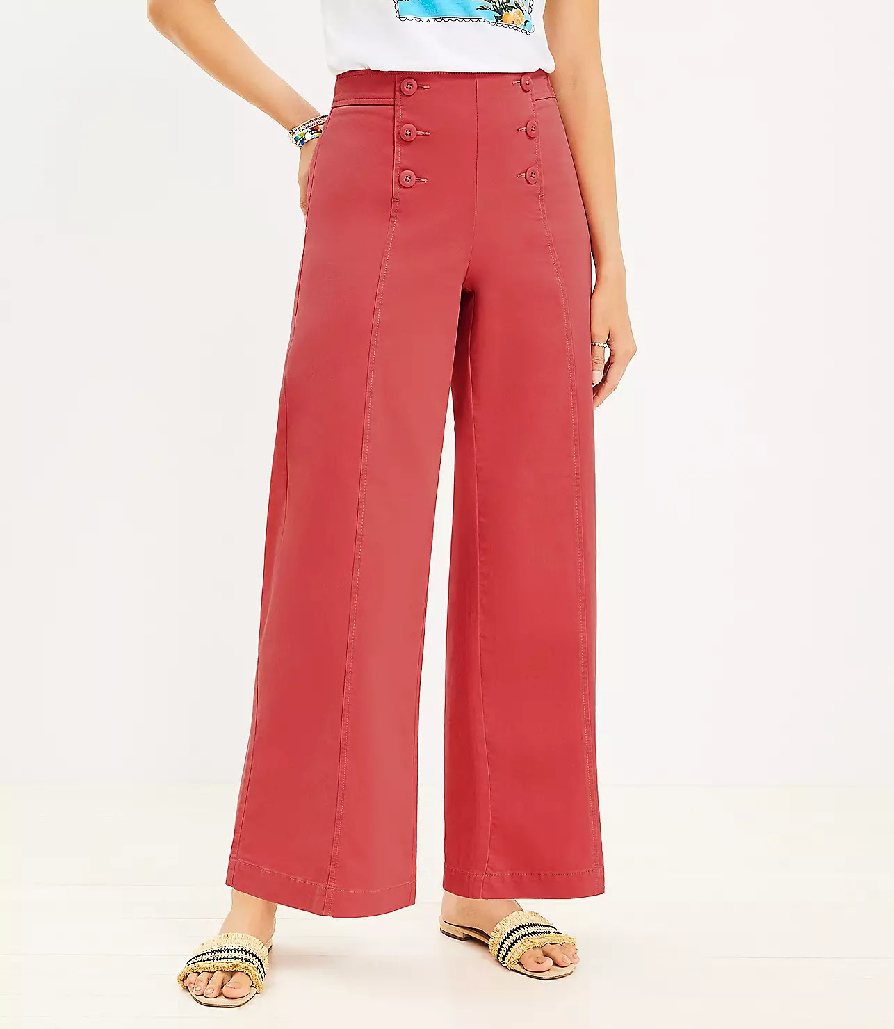 Wide Leg Sailor Pants in Twill | LOFT