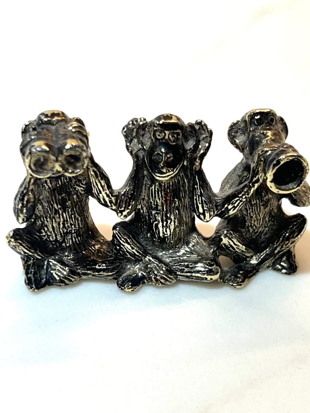 Vintage Three Brass Monkeys See No Evil Hear No Evil & Speak No Evil Trio Brilliant Luster Patina... | Etsy (US)
