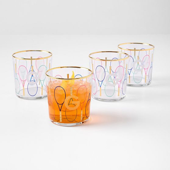 Tennis Double Old Fashioned Glasses, Set of 4 | Mark and Graham