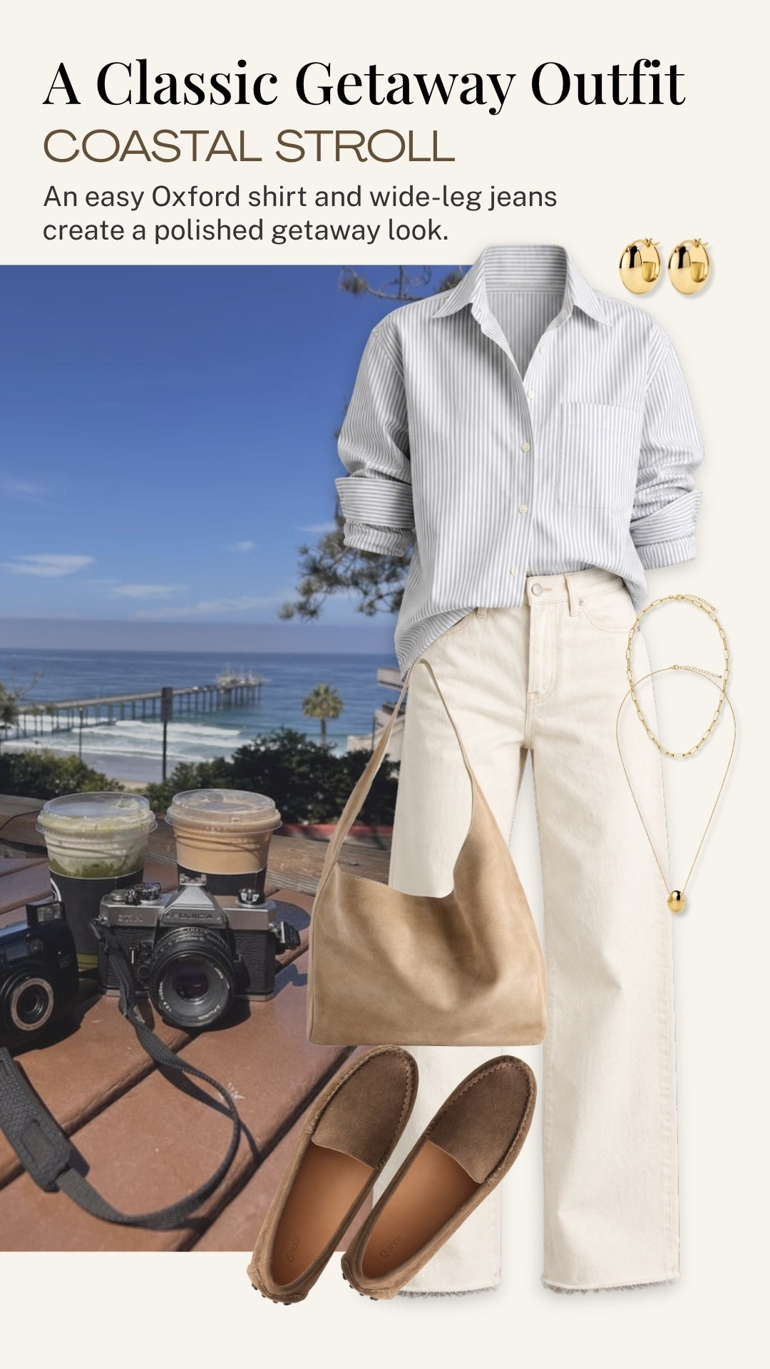 An Oxford shirt and ecru wide-leg jeans are two of my favorite wardrobe staples for an easy getaway. Add suede loafers and a simple tote, and you have a polished look that works for a coastal stroll, lunch, or a day of exploring.

#LTKOver40 #LTKootd #LTKTravel