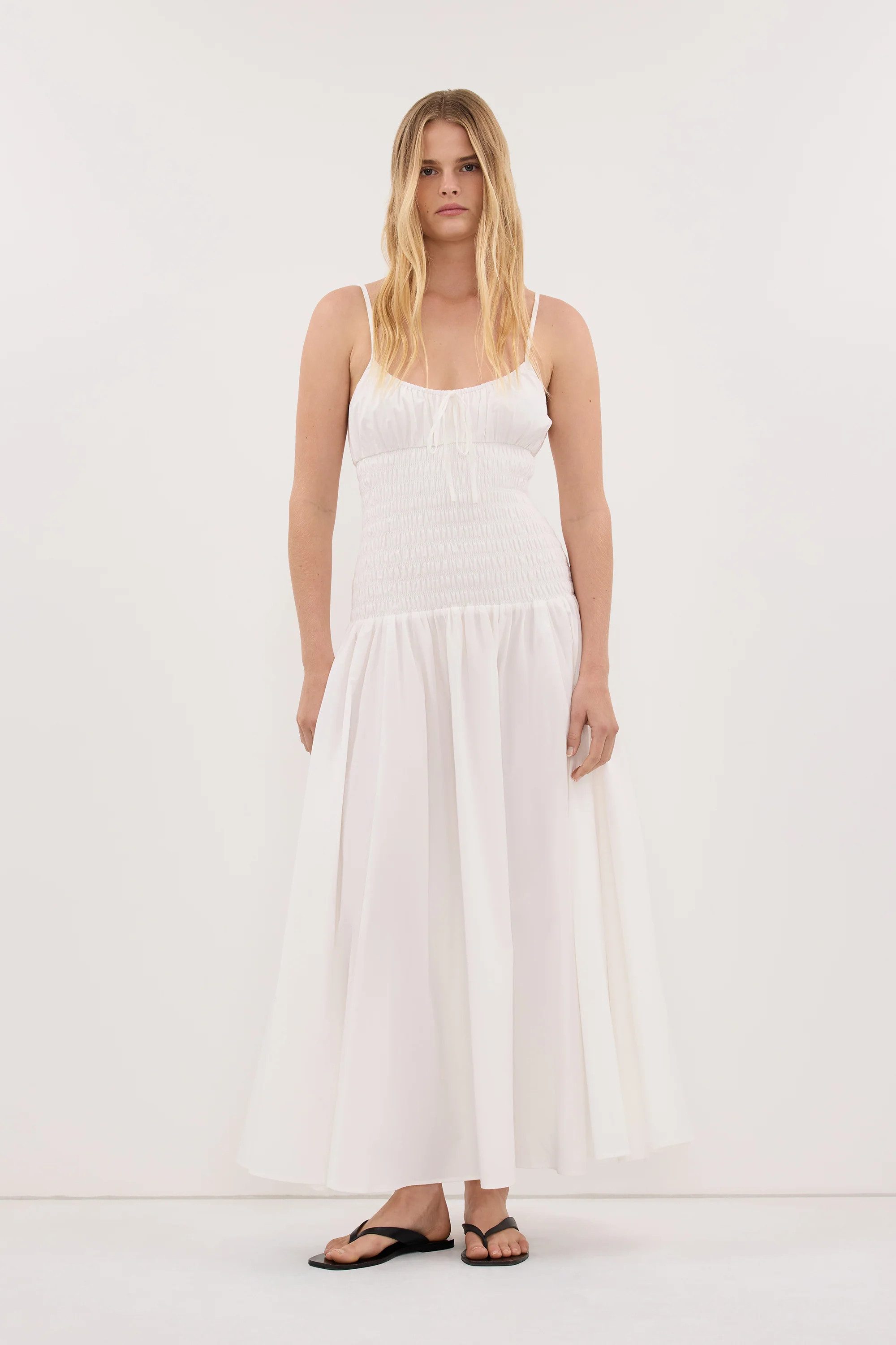 PALOMA WHITE COTTON MIDI DRESS | DISSH