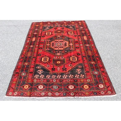 One-of-a-Kind Hand-Knotted 1950s 4'2" x 6'9" Wool Area Rug in Red/Blue/Orange | Wayfair North America