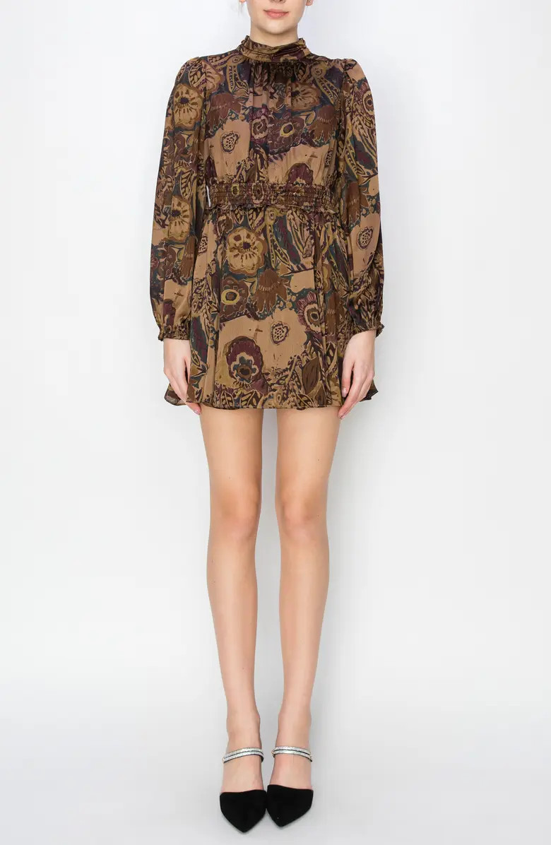 MELLODAY Floral Long Sleeve Minidress | Nordstrom | Nordstrom