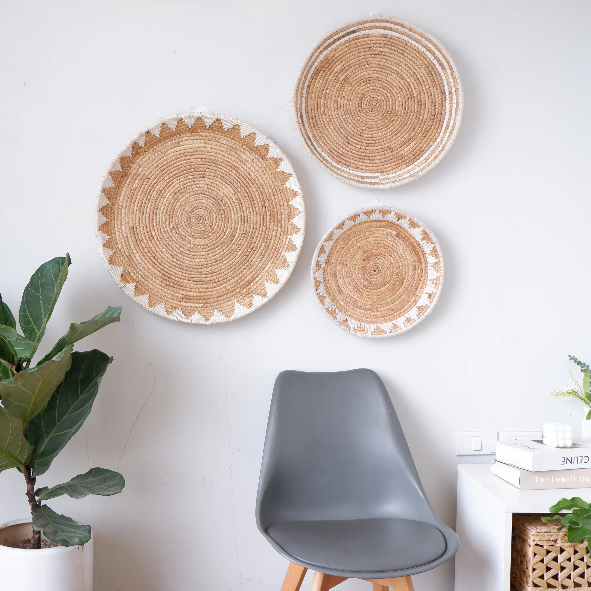 CHI AN HOME 22 inch Extra Large Boho Wall Baskets Decor, Oversized Woven Hanging Basket for Farmh... | Wayfair North America