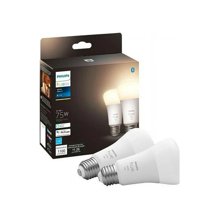 Philips Hue Smart 75W A19 LED Bulb - Soft Warm White Light - 2 Pack - 1100LM - E26 - Indoor - Con... | Walmart (US)
