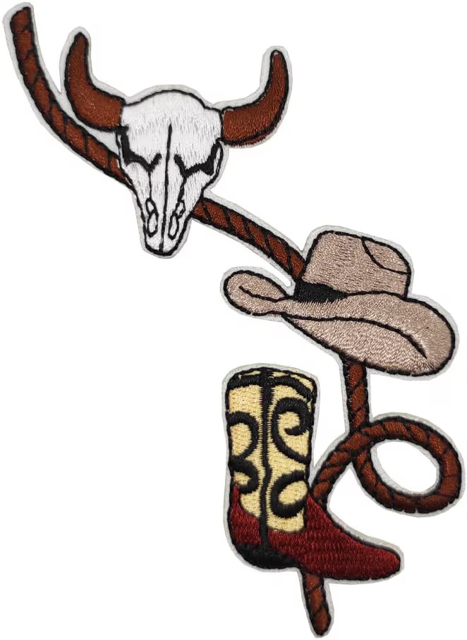 Western Rope with Boot Cowboy Hat and Skull Embroidered Iron On Patch | Amazon (US)