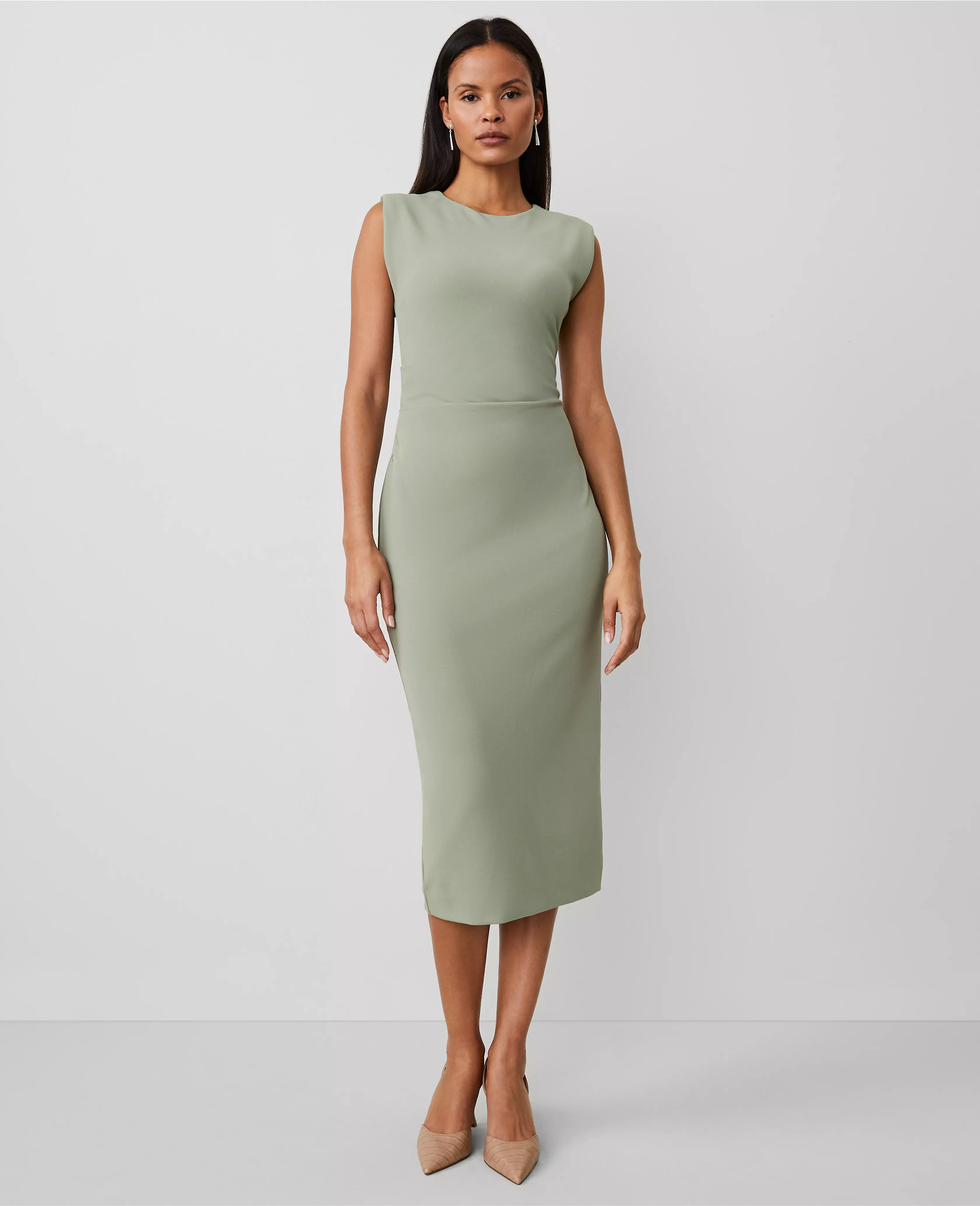 Cap Sleeve Sheath Midi Dress | Ann Taylor