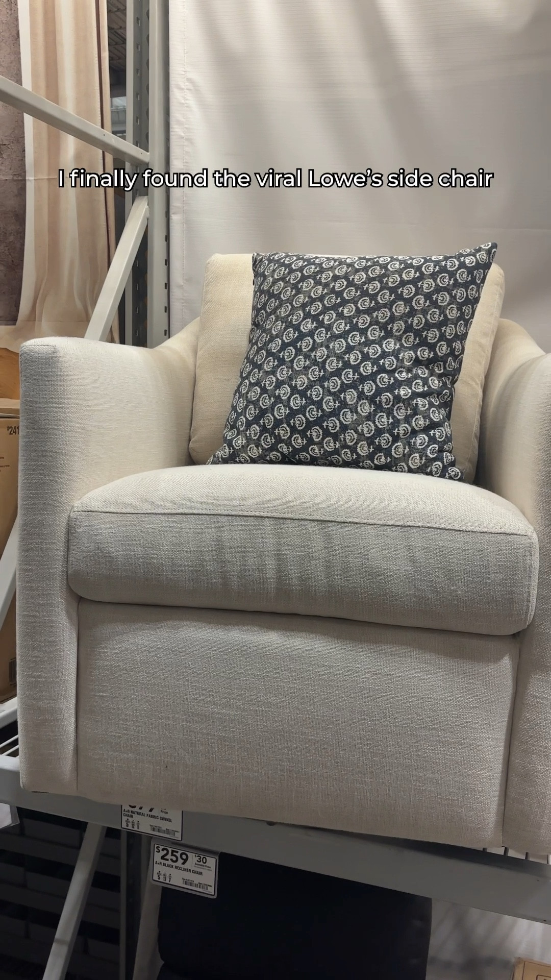 
#ad I finally found the viral @loweshomeimprovement swivel side chair! It legitimately looks like a designer accent chair, but is under $400! I love the neutral, beige fabric (it looks a lot like linen, but is much more durable), the curved track armrests, and the fact that it comes fully assembled. 

This would make a perfect living room, home office, bedroom, or reading nook chair, and of course, I couldn't resist styling it with the cutest floral printed pillow.  #lowespartner

#LTKVideo #LTKSaleAlert #LTKHome