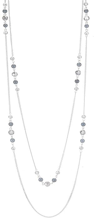 Noessla Long Silver Necklace for Women Bohemian Layered Statement Costume Long Necklaces for Wome... | Amazon (US)