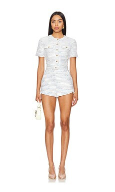 Amanda Uprichard X Revolve Danes Romper in Waldorf Tweed Blue from Revolve.com | Revolve Clothing (Global)