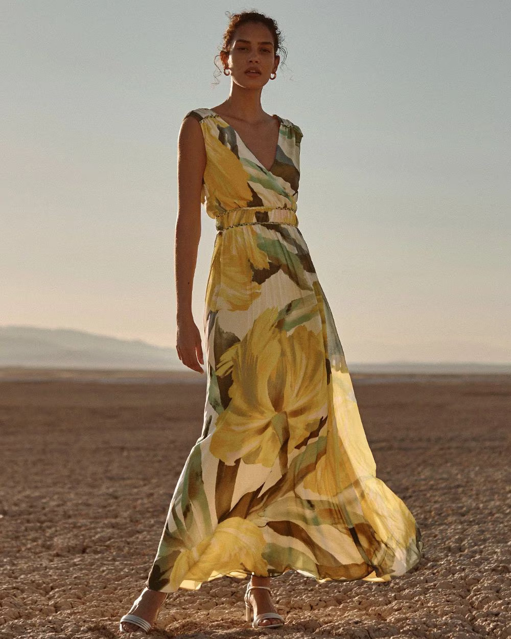 Sleeveless V-Neck Braided Waist Maxi Dress | White House Black Market