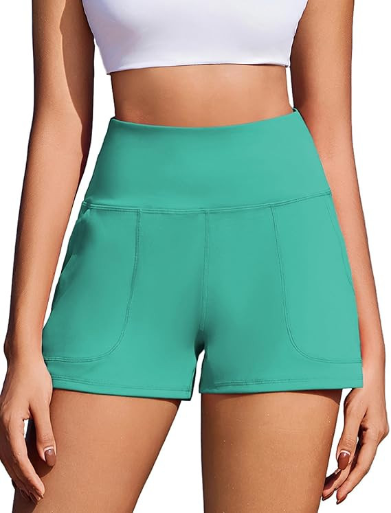 PINSPARK Workout Shorts Women Wide Leg Athletic Shorts High Waisted Yoga Shorts Tummy Control Gym... | Amazon (US)