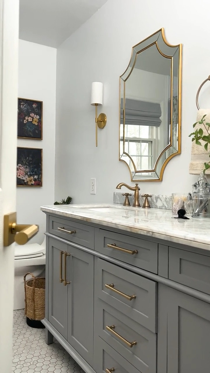 Brass drawer pulls | upgrade kitchen cabinets or a bathroom vanity with sophisticated drawer handles and pulls! 

#LTKHome #LTKVideo
