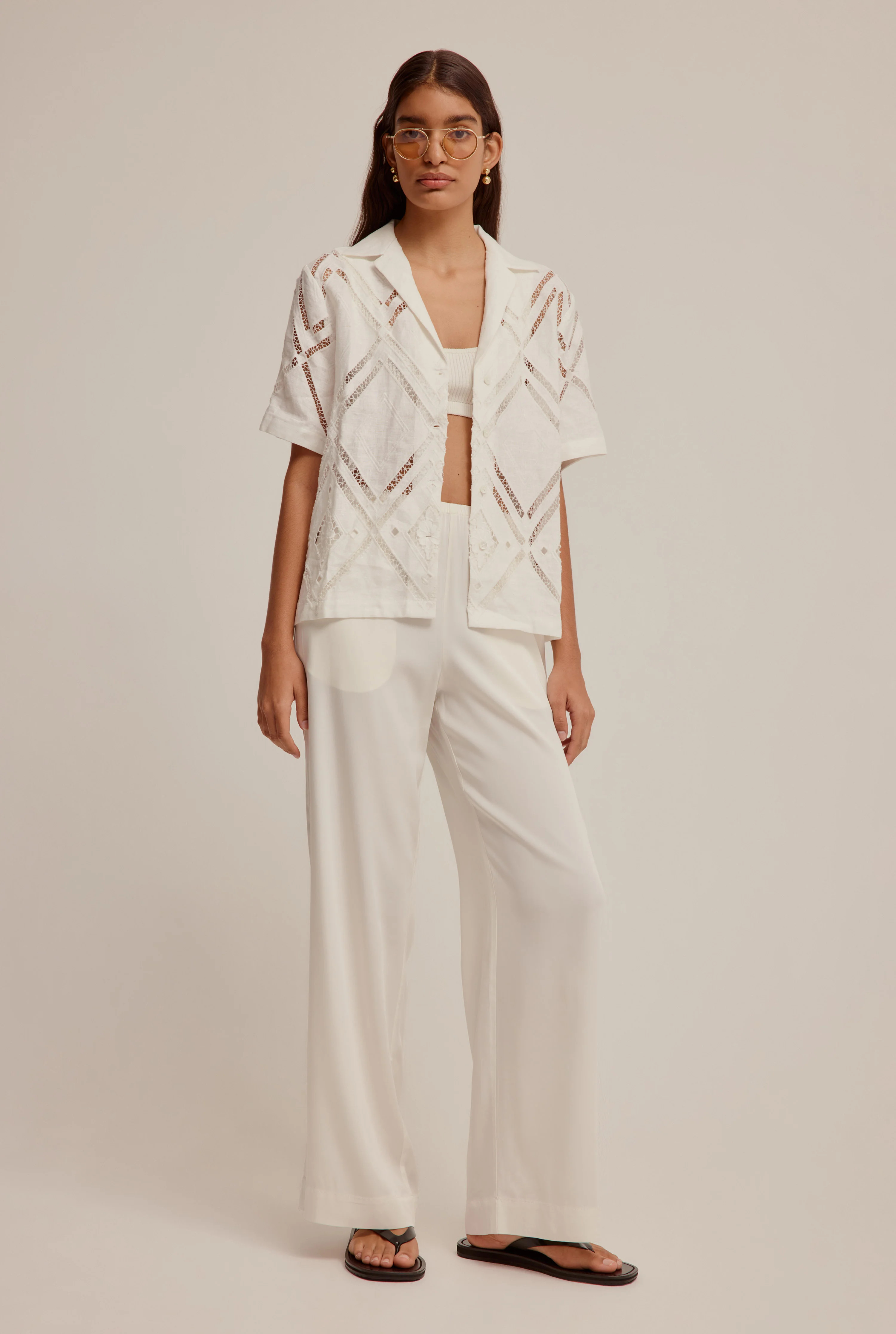 Embroidered Short Sleeve Linen Shirt | Venroy AU